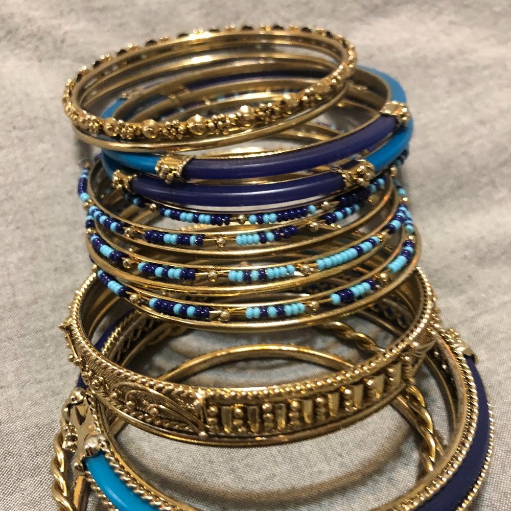 Gold, Blue, Turquoise Stack Bracelets (Nordstrom) - image 3